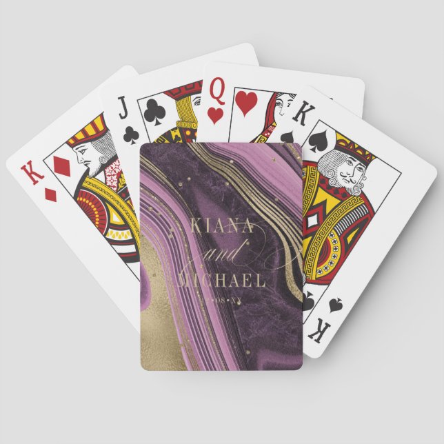 Abstract Agate Wedding Mauve ID827 Poker Cards (Back)