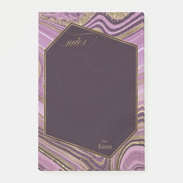 Abstract Agate Wedding Mauve ID827 Post-it Notes (Front)