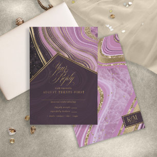 Abstract Agate Wedding Mauve ID827 RSVP Card