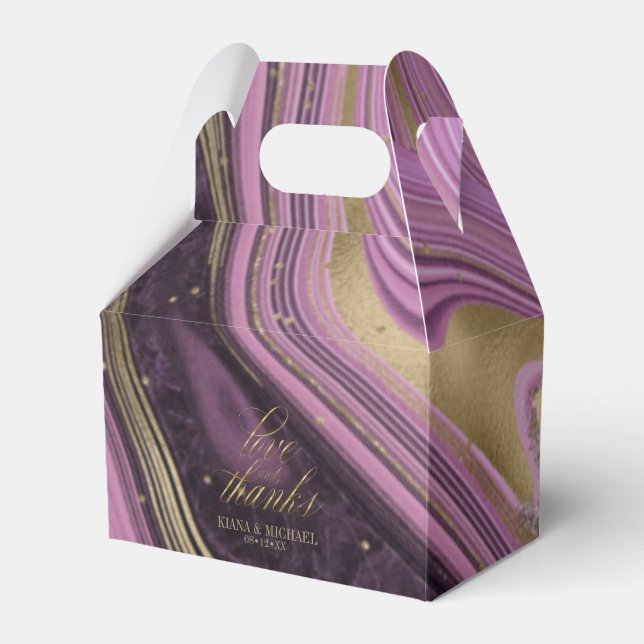 Abstract Agate Wedding Mauve V1 ID827 Favor Boxes (Front Side)