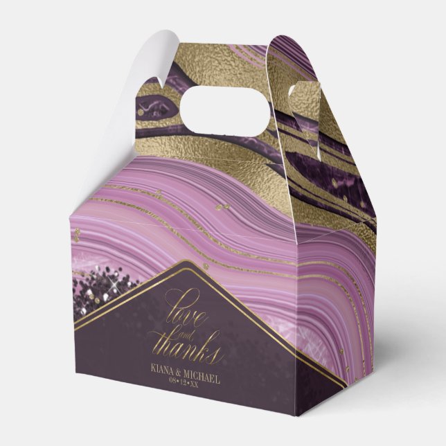 Abstract Agate Wedding Mauve V2 ID827 Favor Boxes (Front Side)