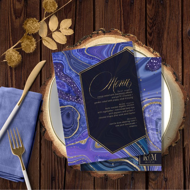 Abstract Agate Wedding Menu V1 Midnight ID827 (Creator Uploaded)