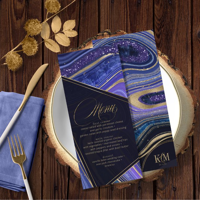 Abstract Agate Wedding Menu V2 Midnight ID827 (Creator Uploaded)