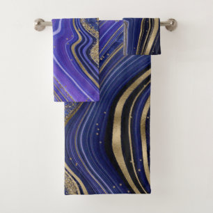 Abstract Agate Wedding Midnight ID827 Bath Towel Set
