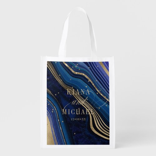 Abstract Agate Wedding Midnight ID827 Grocery Bag