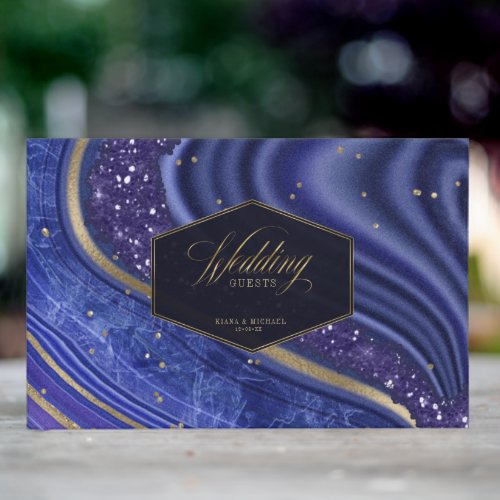 Abstract Agate Wedding Midnight ID827 Guest Book