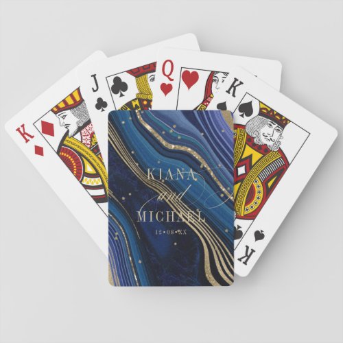 Abstract Agate Wedding Midnight ID827 Poker Cards