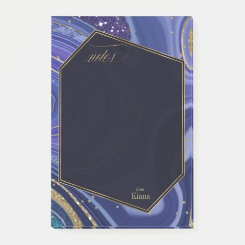 Abstract Agate Wedding Midnight ID827 Post_it Notes
