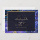 Abstract Agate Wedding Midnight ID827 Save The Date (Back)