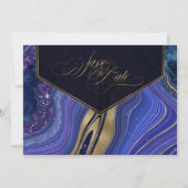 Abstract Agate Wedding Midnight ID827 Save The Date (Front)