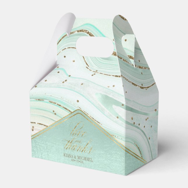 Abstract Agate Wedding Mint ID827  Favor Boxes (Front Side)