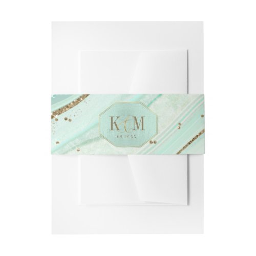 Abstract Agate Wedding Mint ID827 Invitation Belly Band