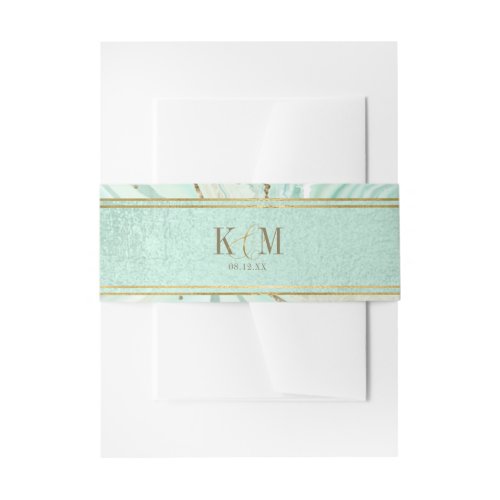 Abstract Agate Wedding Mint ID827 Invitation Belly Band