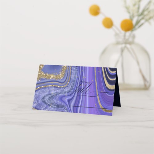 Abstract Agate Wedding Table Midnight ID827 Place Card