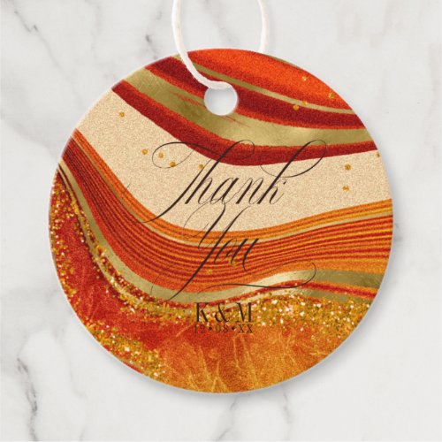 Abstract Agate Wedding Thank You Hot Orange ID827 Favor Tags