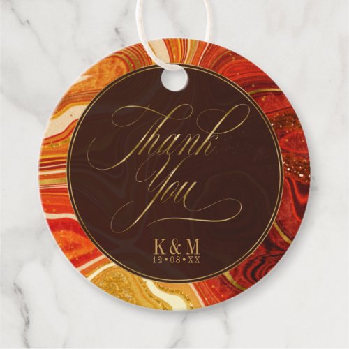 Abstract Agate Wedding Thank You Hot Orange ID827 Favor Tags