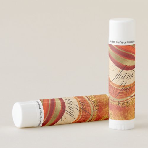 Abstract Agate Wedding Thank You Hot Orange ID827 Lip Balm