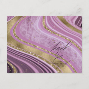 Abstract Agate Wedding Thank You Mauve ID827 Announcement Postcard
