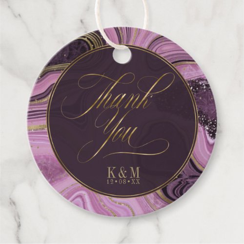 Abstract Agate Wedding Thank You Mauve ID827 Favor Tags