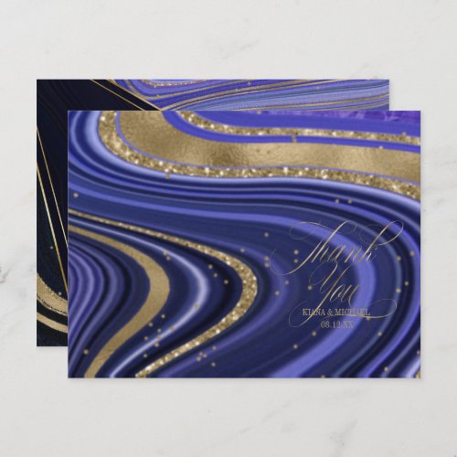 Abstract Agate Wedding Thank You Midnight ID827 Announcement Postcard