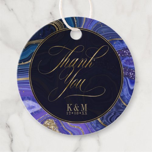 Abstract Agate Wedding Thank You Midnight ID827 Favor Tags