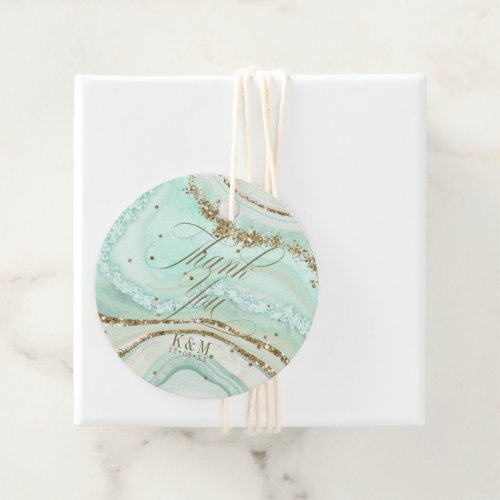 Abstract Agate Wedding Thank You Mint ID827 Favor  Favor Tags