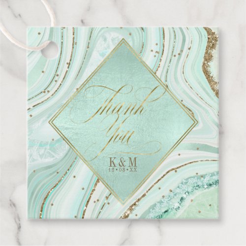 Abstract Agate Wedding Thank You Mint ID827 Favor Tags