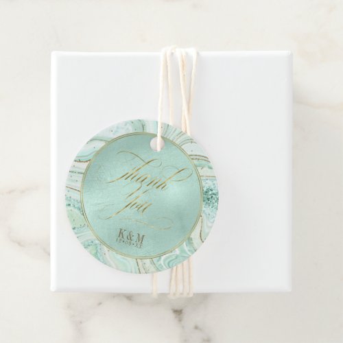 Abstract Agate Wedding Thank You Mint ID827 Favor Tags