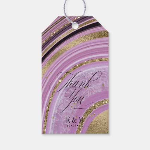 Abstract Agate Wedding Thanks Mauve ID827 Gift Tags