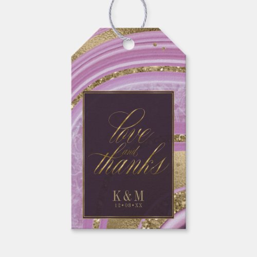 Abstract Agate Wedding Thanks Mauve ID827 Gift Tags