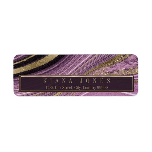 Abstract Agate Wedding V1 Mauve ID827 Label