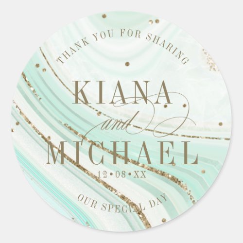 Abstract Agate Wedding V1 Mint ID827 Classic Round Sticker
