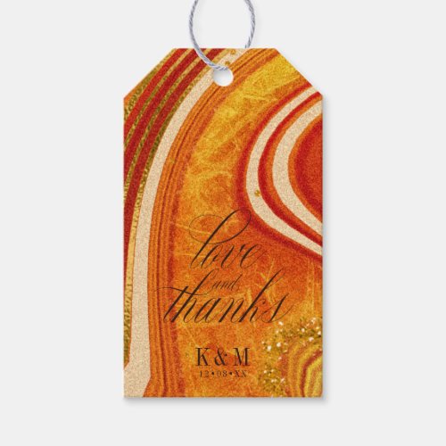 Abstract Agate Wedding V2 Hot Orange ID827 Gift Tags