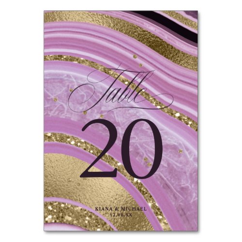 Abstract Agate Wedding V2 Mauve ID827 Table Number