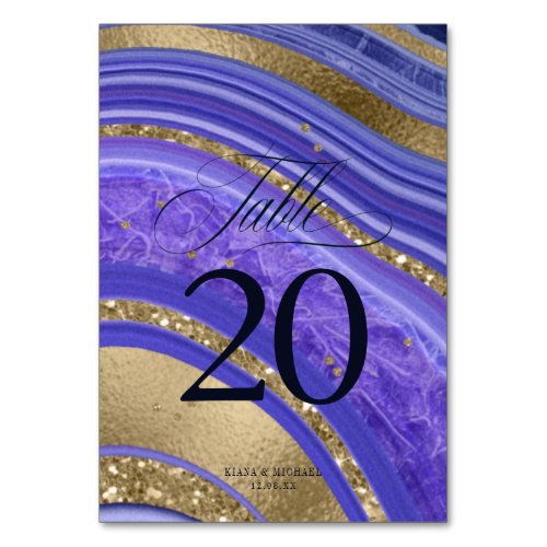 Abstract Agate Wedding V2 Midnight ID827 Table Number