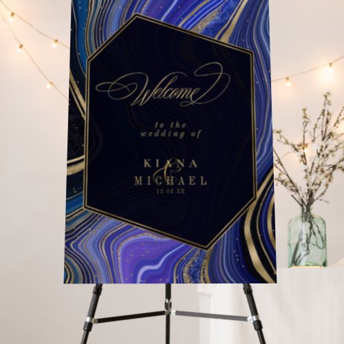 Abstract Agate Wedding Welcome Midnight ID827 Foam Board