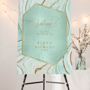 Abstract Agate Wedding Welcome Mint ID827 Foam Board