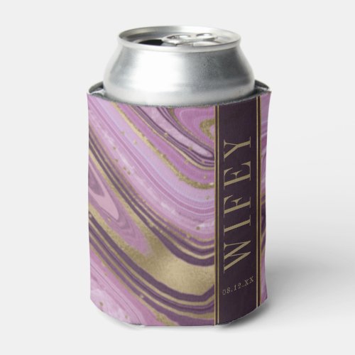 Abstract Agate Wedding Wifey Mauve ID827 Can Cooler