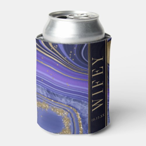 Abstract Agate Wedding Wifey Midnight ID827 Can Cooler