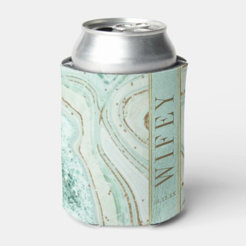 Abstract Agate Wedding Wifey Mint ID827 Can Cooler