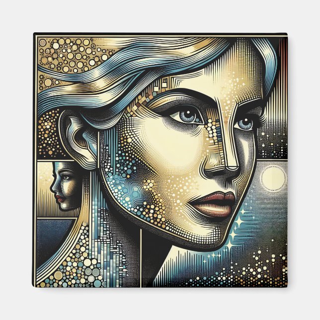 Abstract Ai Art | Women's Face Magnet (Front)
