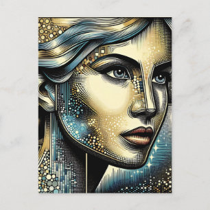 Abstract Ai Art Women's Face Postcard
