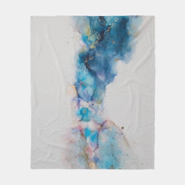 Abstract Alcohol Ink Art Background Fleece Blanket (Front)