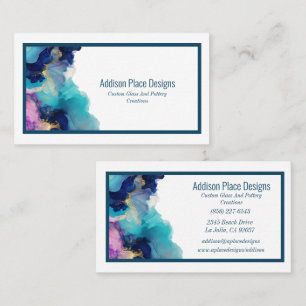 Abstract Alcohol Ink Blue Lavender Business Card