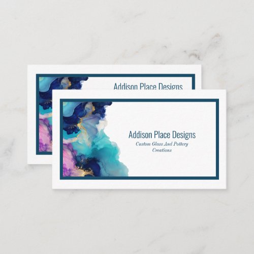  Abstract Alcohol Ink Blue Lavender Business Card