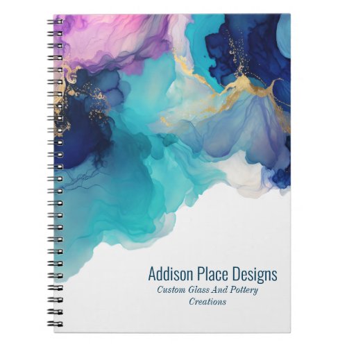 Abstract Alcohol Ink Blue Lavender Business Notebook