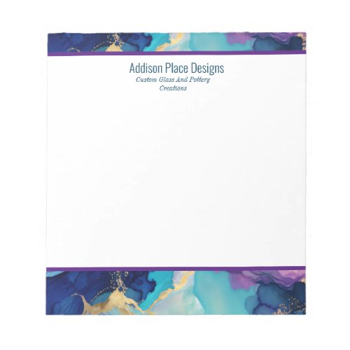 Abstract Alcohol Ink Blue Lavender Business Notepad
