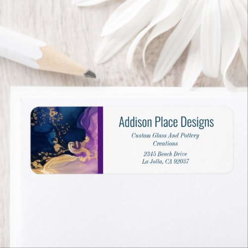 Abstract Alcohol Ink Business Return Address Label