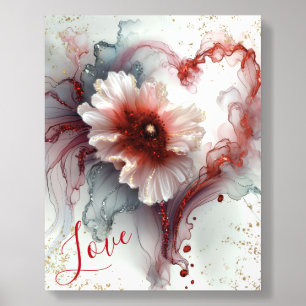 Abstract Alcohol Ink Floral Heart Acrylic Photo Tile