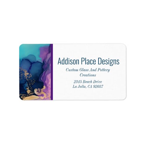 Abstract Alcohol Ink Fluid Art Address Label